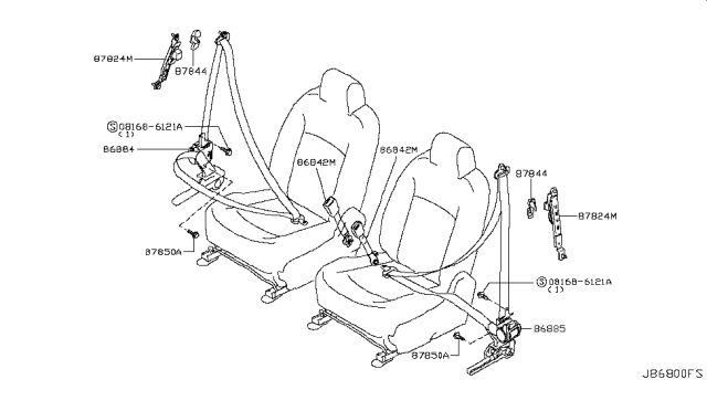 2015 Nissan Rogue Front Seat Buckle Belt Assembly Diagram for 86842-JM05A