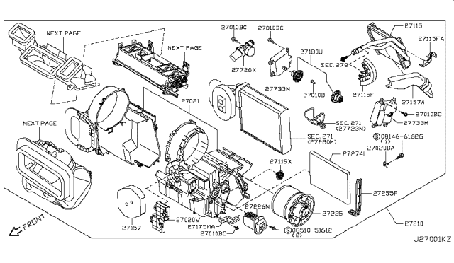 2010 Nissan Rogue Air Conditioner Air Filter Kit Diagram for 27277-EN025