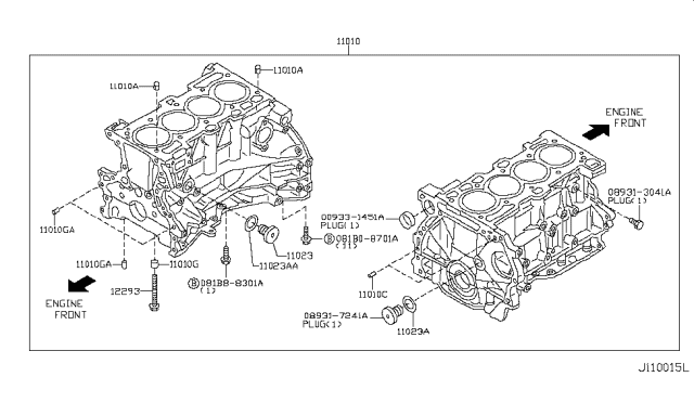 2009 Nissan Rogue Cylinder Block & Oil Pan Diagram 2