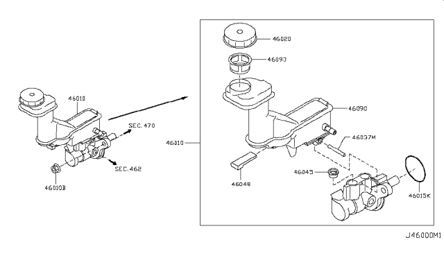 2009 Nissan Rogue Cylinder Assy-Brake Master Diagram for D6010-JG80A