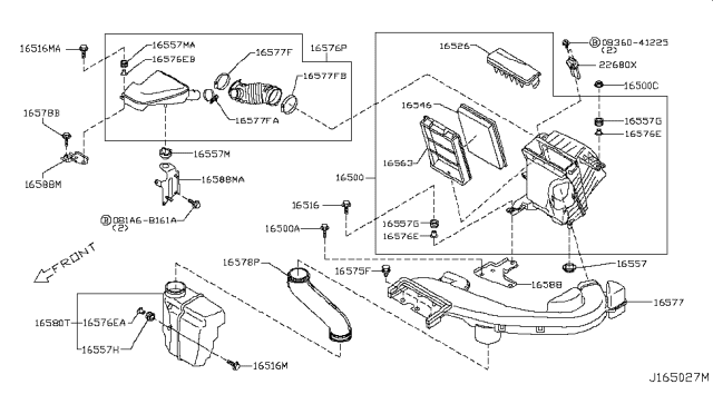 2015 Nissan Rogue Air Cleaner Assembly Diagram for 16500-JG30B