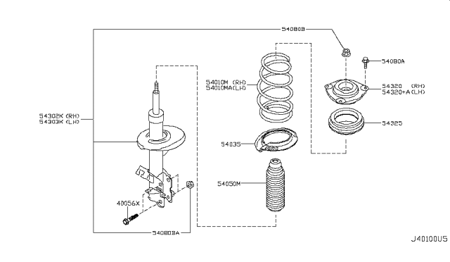 2015 Nissan Rogue Spring-Front Diagram for 54010-3UB0D