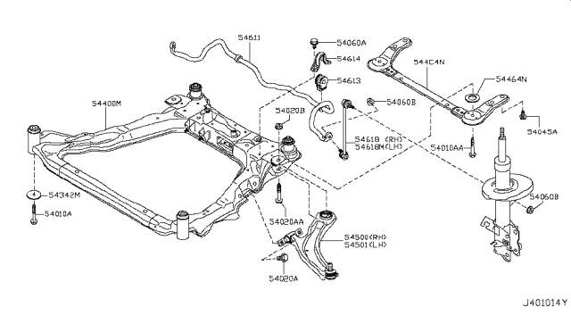 2014 Nissan Rogue Link Complete-Transverse,Lh Diagram for 54501-JG00B