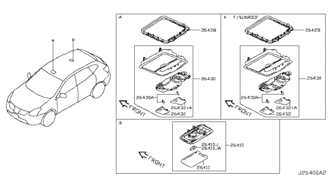 2008 Nissan Rogue Lamp Assembly-Map Diagram for 26430-JM00A