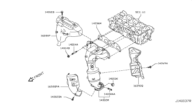 2014 Nissan Rogue Cover-Exhaust Manifold Diagram for 16590-JG30C