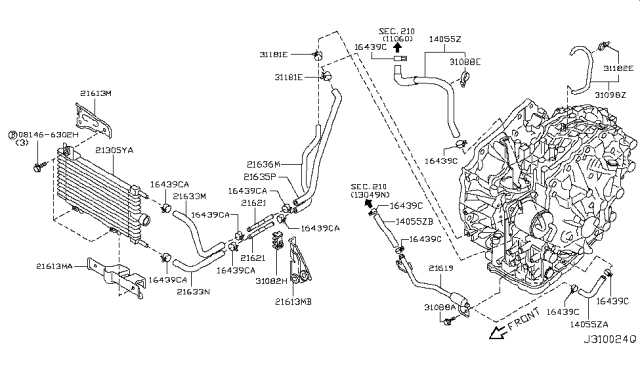 2015 Nissan Rogue Hose-Oil Cooler To Engine Diagram for 21636-JG30B