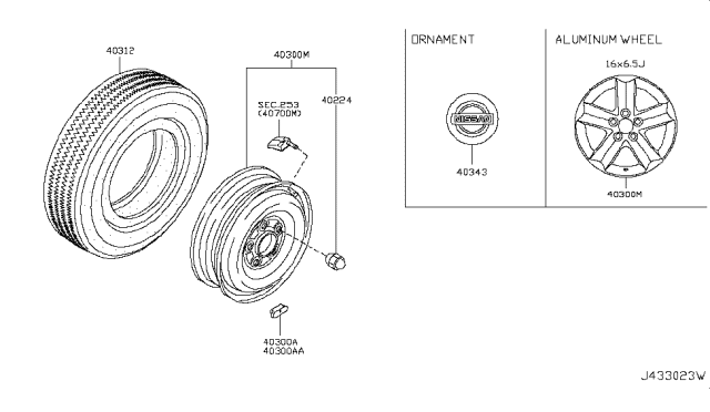 2015 Nissan Rogue Road Wheel & Tire Diagram 3