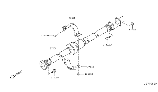 2012 Nissan Rogue Shaft Assembly PROPELLER Diagram for 37000-JM10A