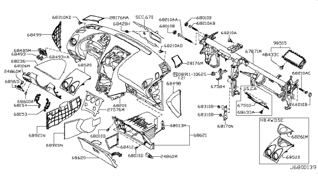 2010 Nissan Rogue Instrument Panel,Pad & Cluster Lid Diagram 2