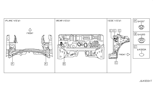 2010 Nissan Rogue Hood Ledge & Fitting Diagram 2