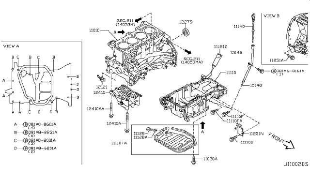2014 Nissan Rogue Cylinder Block & Oil Pan Diagram 3