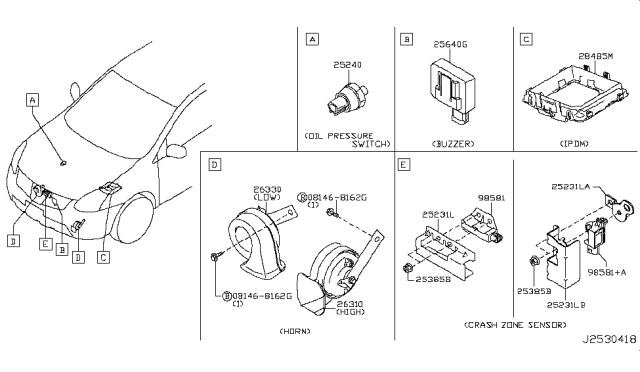 2014 Nissan Rogue Sensor-Air Bag Front Center Diagram for K8581-1VK0B