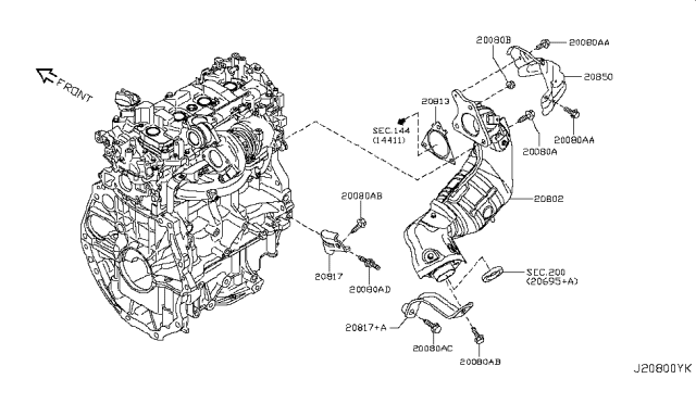 2014 Nissan Juke Catalyst Converter,Exhaust Fuel & URE In Diagram 1