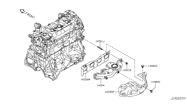 2014 Nissan Juke Exhaust Manifold Diagram for 14004-1KC1A