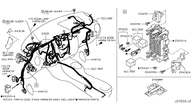 2015 Nissan Juke Harness-Main Diagram for 24010-4DT1A