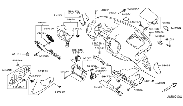 2015 Nissan Juke Instrument Panel,Pad & Cluster Lid Diagram 6