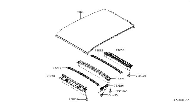 2014 Nissan Juke Roof Panel & Fitting Diagram 1