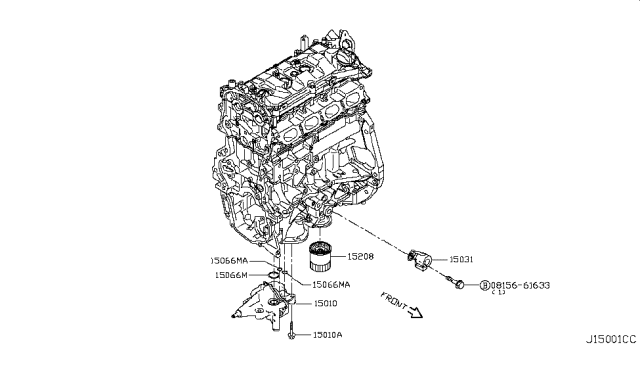 2015 Nissan Juke Oil Filter Assembly Diagram for 15208-65F0A
