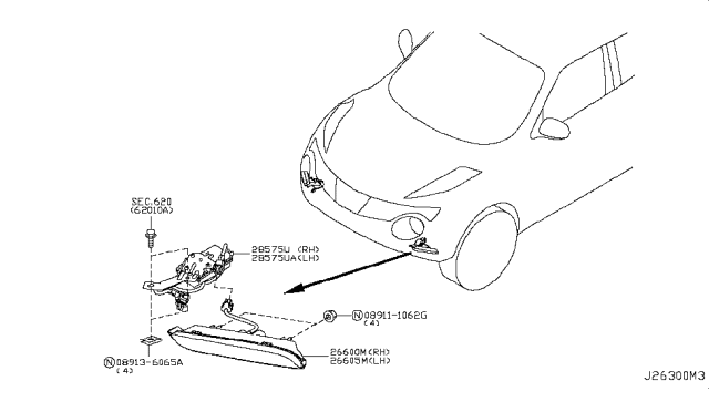 2016 Nissan Juke Fog,Daytime Running & Driving Lamp Diagram 2