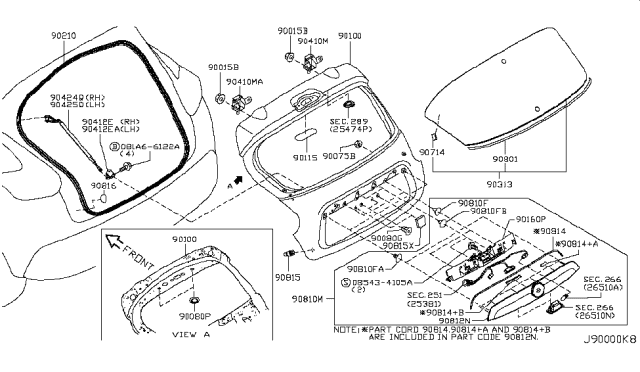 2014 Nissan Juke FINISHER-Back DORR,Key Cylinder Diagram for 90812-1KA0B