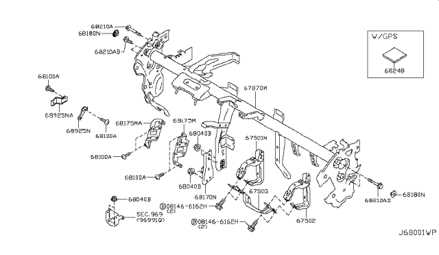 2014 Nissan Juke Instrument Panel,Pad & Cluster Lid Diagram 1