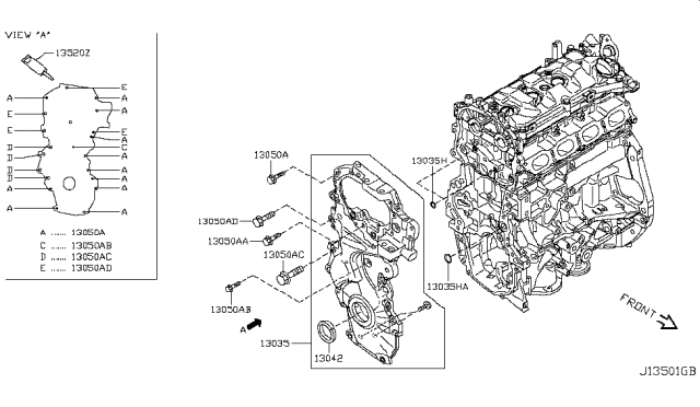 2016 Nissan Juke Cover Assembly-Front,Timing Chain Diagram for 13500-BV80A