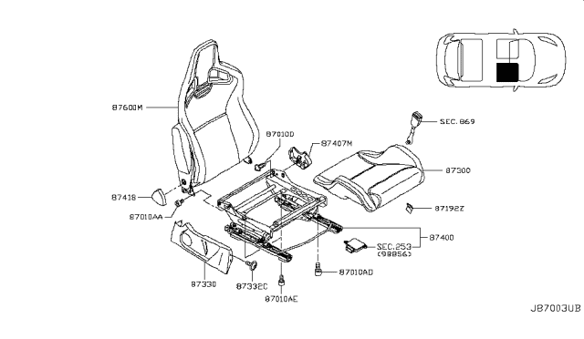 2015 Nissan Juke Back Assy-Front Seat Diagram for 87600-3YW5A