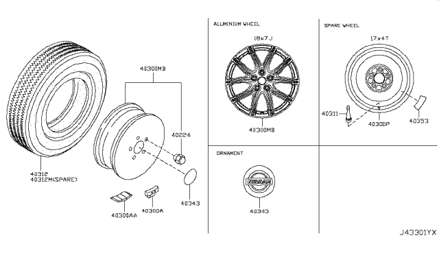 2014 Nissan Juke Road Wheel & Tire Diagram 3
