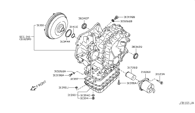 2015 Nissan Juke Torque Converter,Housing & Case Diagram 5