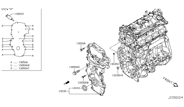 2012 Nissan Juke Cover Assy-Front Diagram for 13500-1KC0A