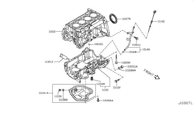 2015 Nissan Juke Cylinder Block & Oil Pan Diagram 1