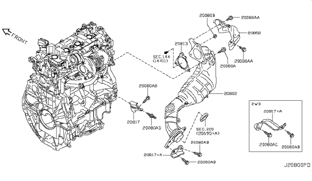 2011 Nissan Juke Three Way Catalytic Converter Diagram for 208A2-1ZU0A