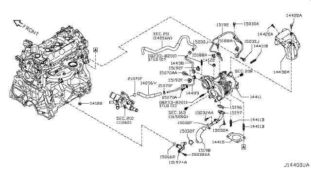 2015 Nissan Juke Turbocharger Inlet Gasket Diagram for 14415-1KC0B