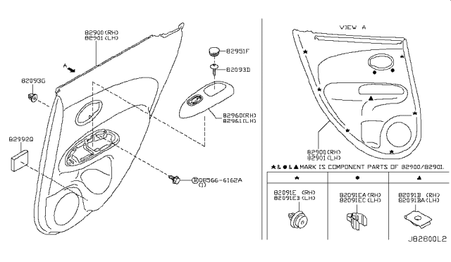 2015 Nissan Juke FINISHER Assembly Rear Door LH Diagram for 82901-3PT2A