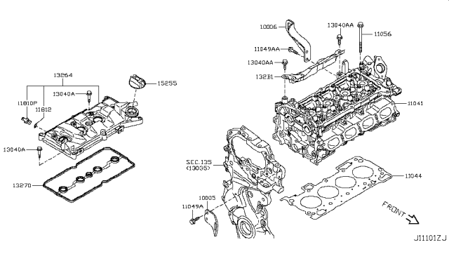 2013 Nissan Juke Cover Assembly - Valve Rocker Diagram for 13264-1KC0A