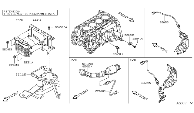 2012 Nissan Juke Engine Control Module-Blank Diagram for 23703-1TV0A