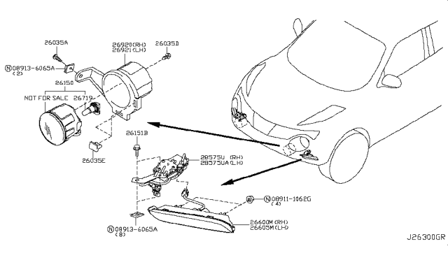 2014 Nissan Juke Bracket-Fog Lamp,LH Diagram for 26915-BV80A