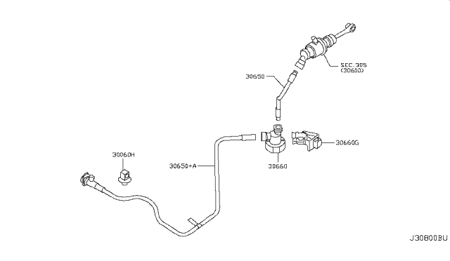 2015 Nissan Juke Tube Assy-Clutch Diagram for 30851-3YW0A