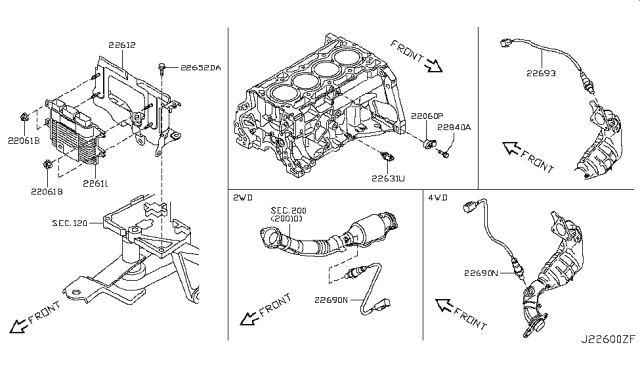2012 Nissan Juke Engine Control Module Diagram for 23710-1KC9B
