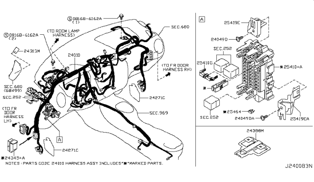 2012 Nissan Juke Harness-Main Diagram for 24010-1KM0E