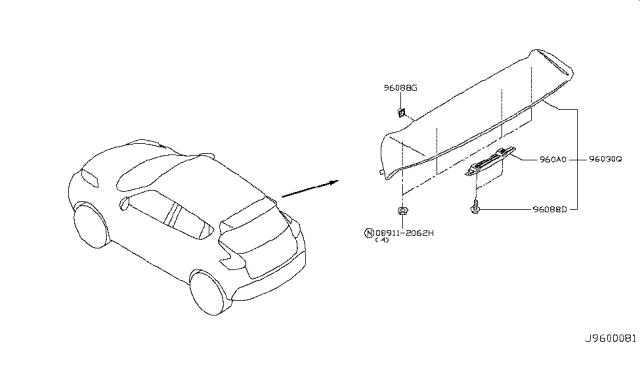 2015 Nissan Juke Cover-Lamp Diagram for 960A0-3YW0A