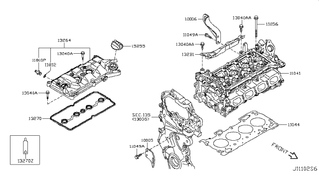 2016 Nissan Juke Cylinder Head Diagram for 11040-1KC1B