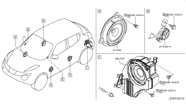 2016 Nissan Juke Speaker Unit Diagram for 281E1-1KL0A
