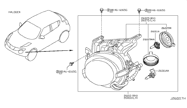 2014 Nissan Juke Bulb Diagram for 26295-8990B