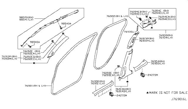 2016 Nissan Juke Bracket Speaker Mount Diagram for 76988-EG00A