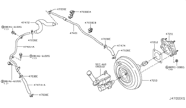 2011 Nissan Juke Tube-Booster To Tank Diagram for 47401-1KE2B