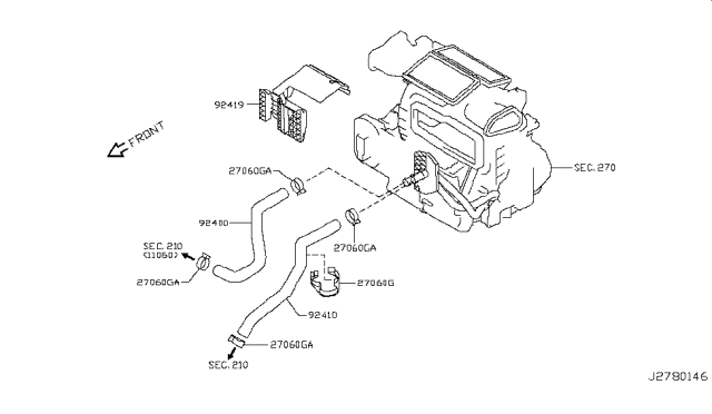 2016 Nissan Juke Hose-Heater,Outlet Diagram for 92410-3YM0A