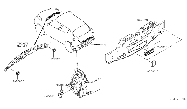 2015 Nissan Juke Duct-Drafter,Outlet LH Diagram for 76805-2DU0A