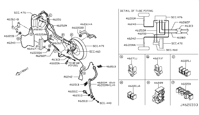 2016 Nissan Juke Tube Assy-Brake,Master Cylinder To Front Diagram for 46250-3YM1A