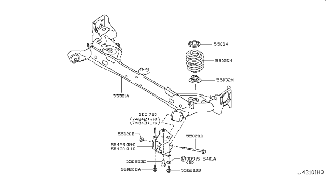 2015 Nissan Juke Beam Complete-Rear Suspension Diagram for 55501-1KA1B
